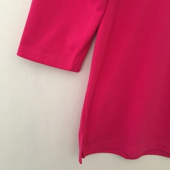 Quacker Factory Bright Pink Sparkly Snowflake Motif 3/4 Sleeve Top - Picture 5 of 12